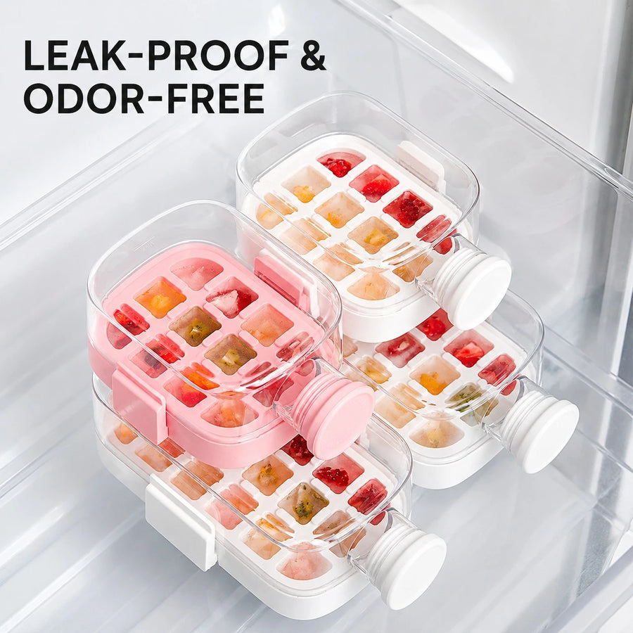 Portable Ice Cube Bottle Water Bottle Ice Tray Fruit Ice Mold Leak Proof Travel Drink Cup Reusable Freezer Bottle