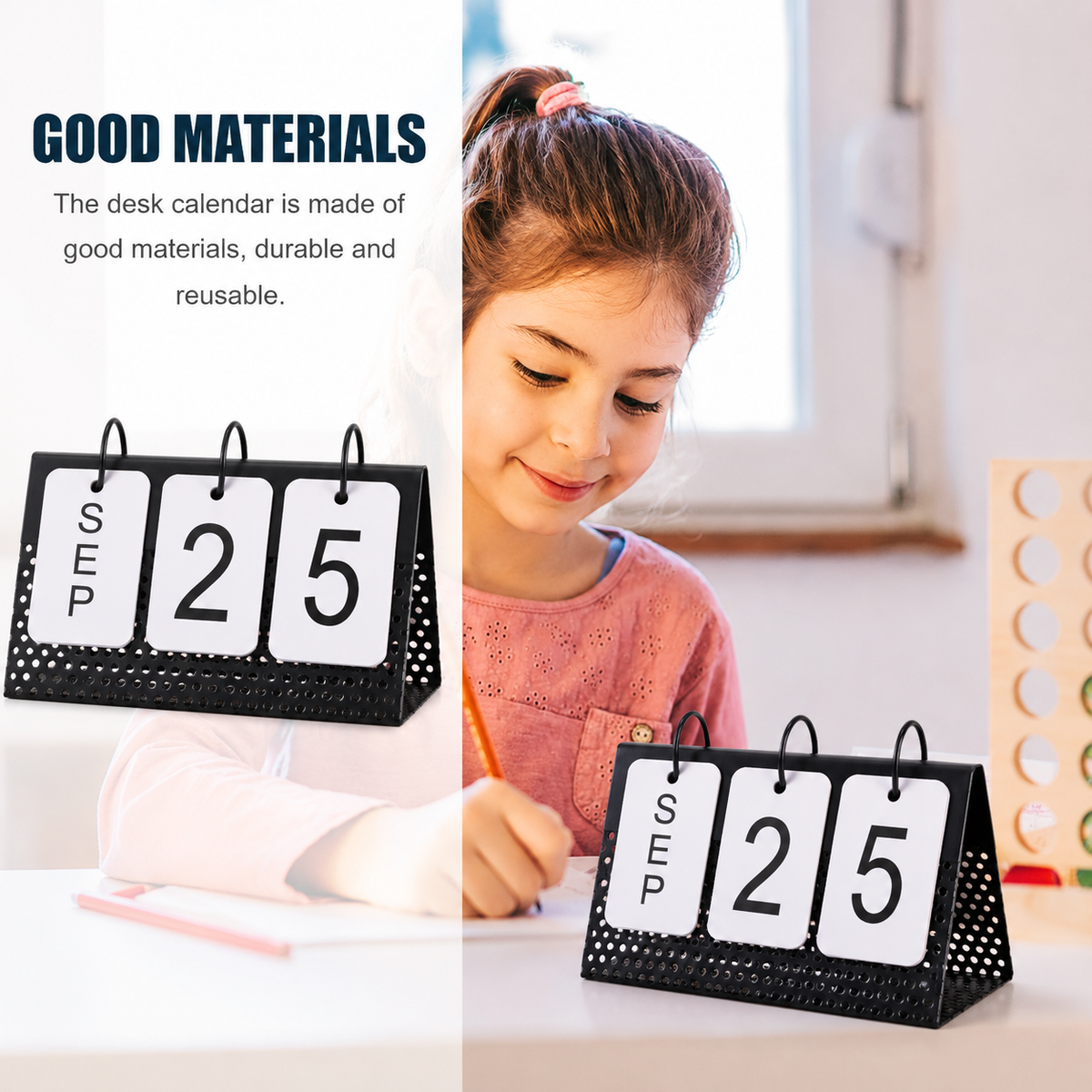 Reusable Desktop Memo Note Holder with Durable Iron Base and Thick Paper – Black