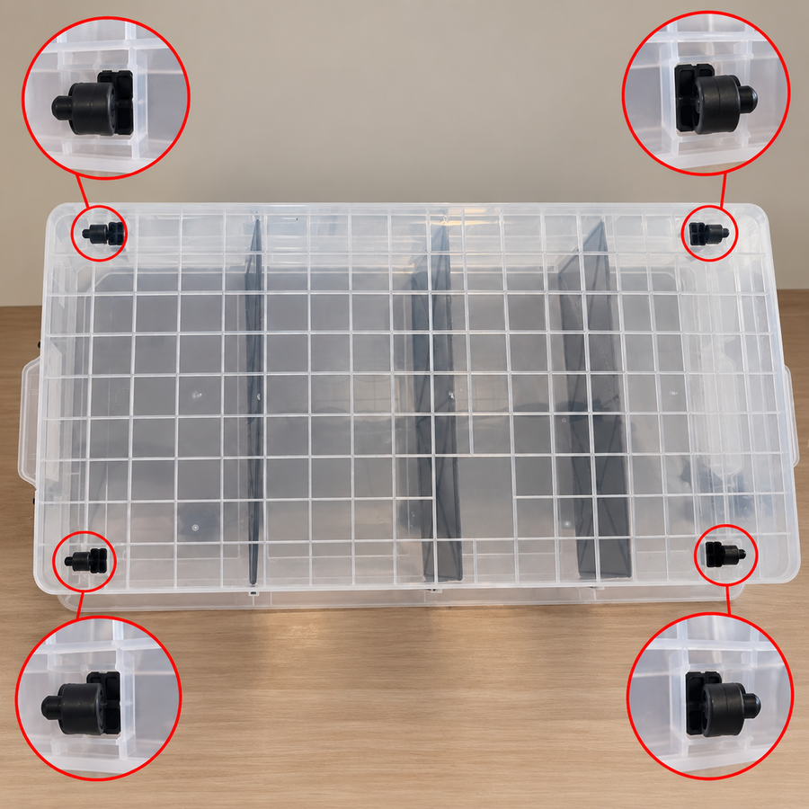 35L Large Storage Box with 3 Removable Dividers and Wheels