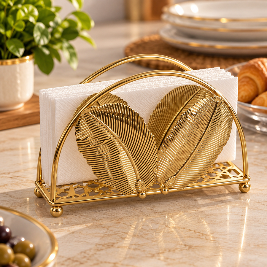 Gold Leaf Decorative Napkin Holder