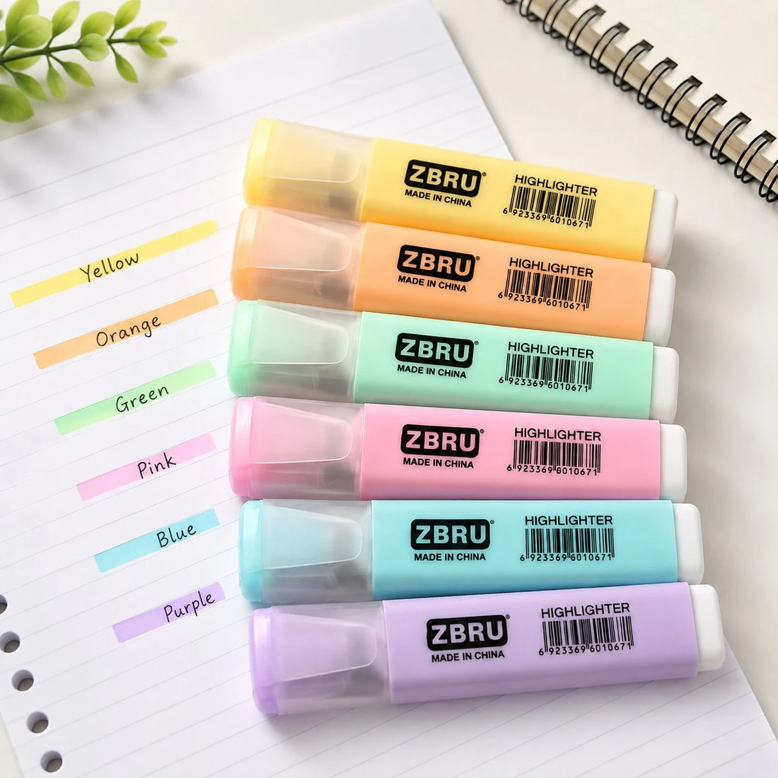 Pastel Highlighter Marker Set of 6 Chisel Tip Color Coding Pens for School Office Study Notes Planners and Journals