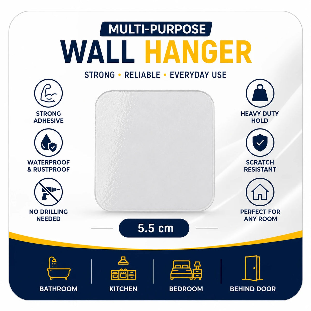 Self Adhesive Wall Hanger Heavy Duty Multi Purpose Hooks 10 Pieces