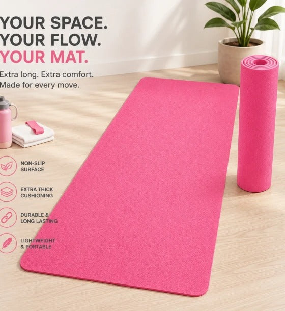 Yoga Mat Non Slip Fitness Exercise Pilates Workout Training Mat Pink Gym Sports