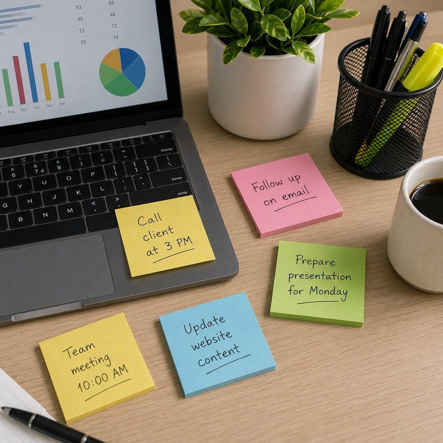 Sticky Note Pad 100 Sheets 4 Colors Self Adhesive Square Notes for Office School Study Reminders and Organization
