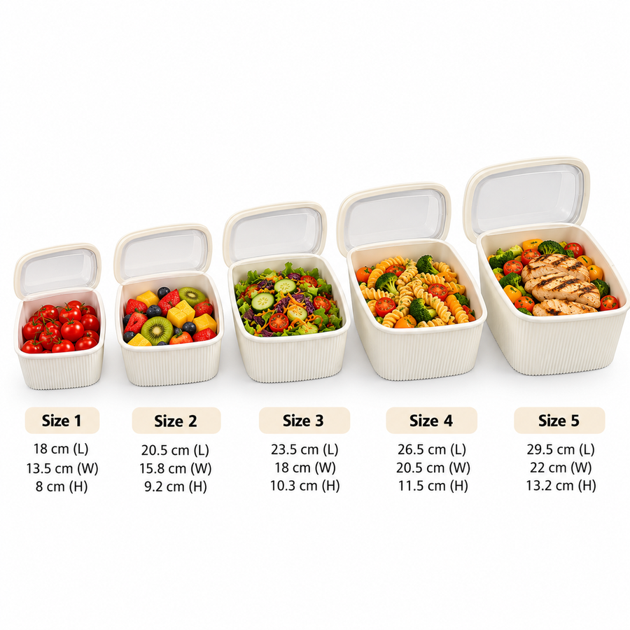 5 Piece Kitchen Food Storage Container Set with Translucent Lids