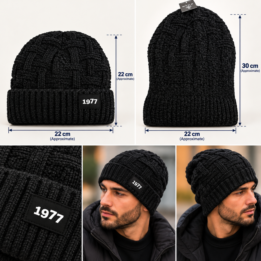1977 Knitted Winter Beanie Hat