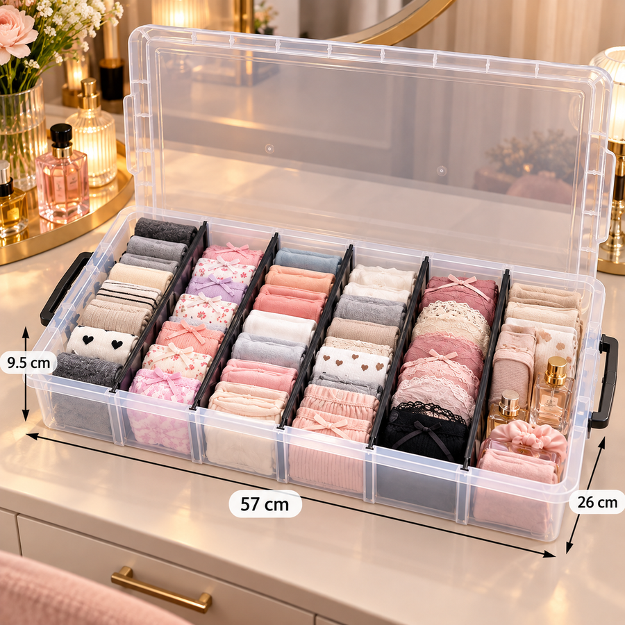 10L 6 Compartment Storage Box with Removable Dividers