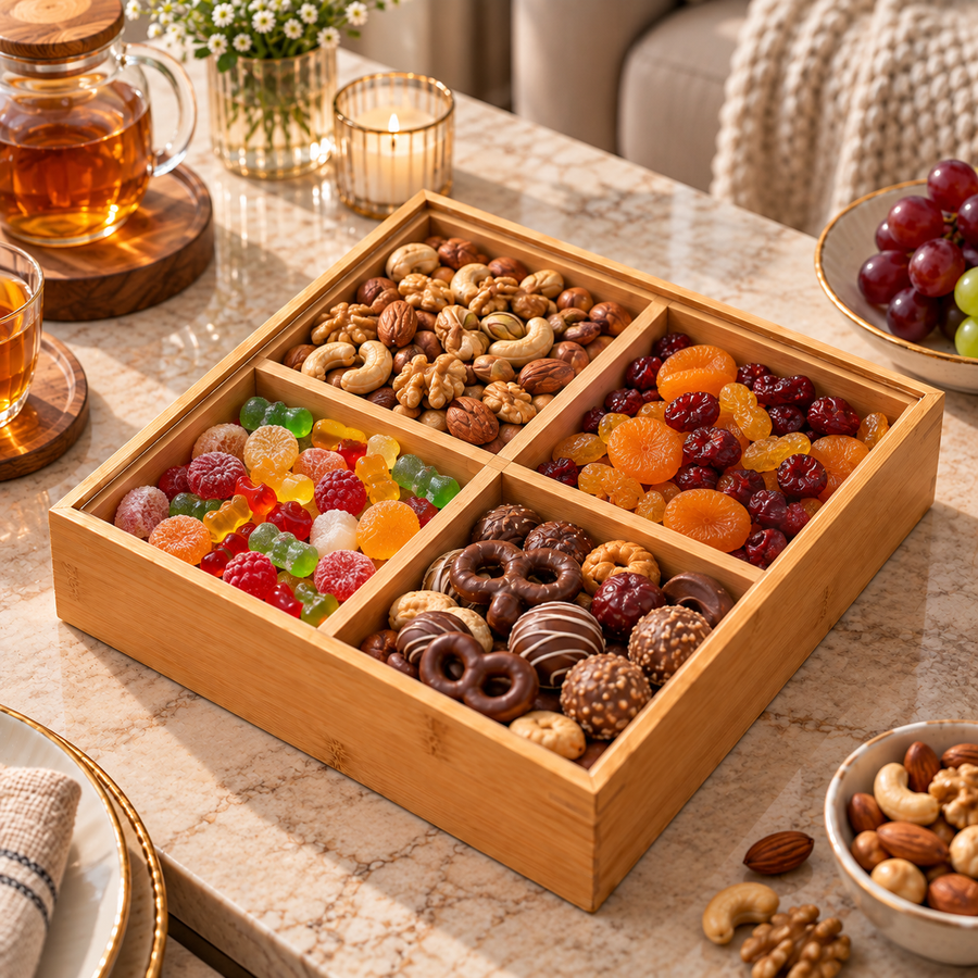 Big Bamboo 4 Compartment Candy Storage Box