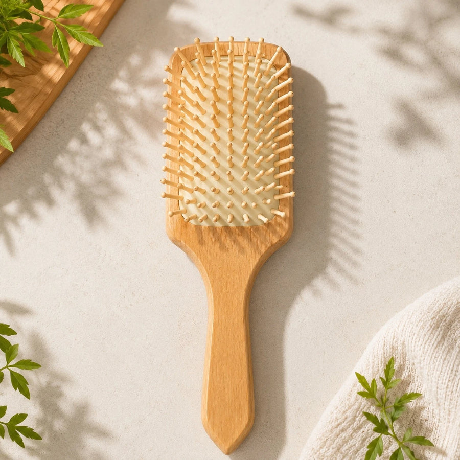 Travel Large Wooden Paddle Hair Brush Plastic Bristles Scalp Massage Detangling Comb hair styler