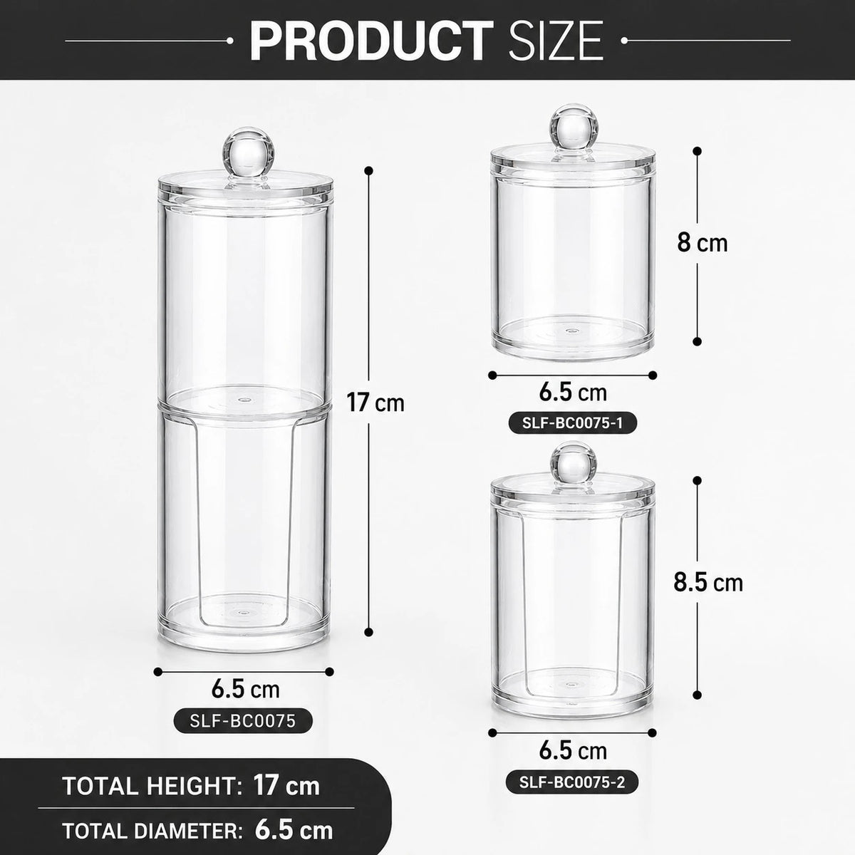 2 in 1 Clear Cotton Swab and Cotton Pad Organizer Acrylic Bathroom Vanity Storage Box