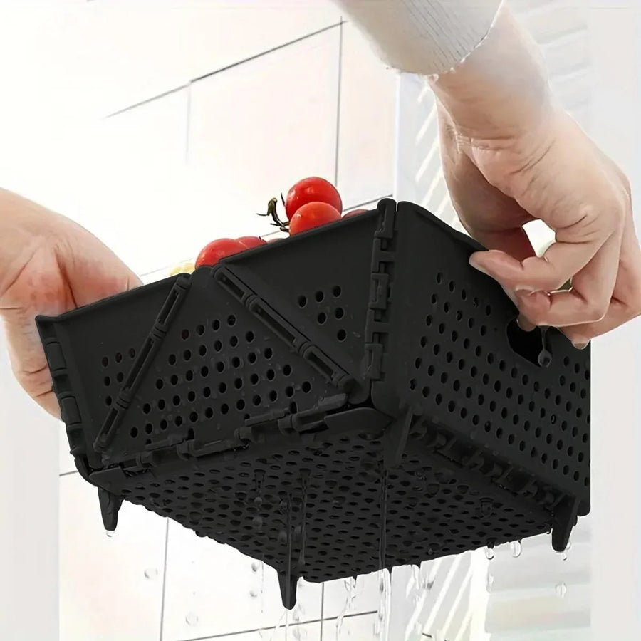 Space Saving Foldable Colander with Raised Feet and Fast Drainage