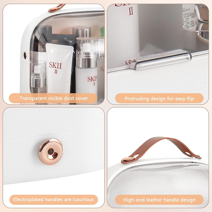 Large Capacity Makeup Organizer with Transparent Cover Drawer and Handle
