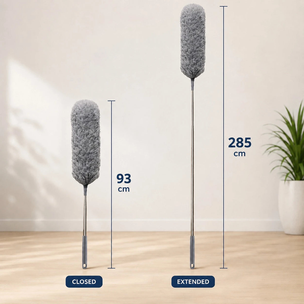 Extendable Microfiber Feather Duster Stainless Steel Dust Cleaner Telescopic Ceiling Fan Duster Reusable Washable Cleaning Brush