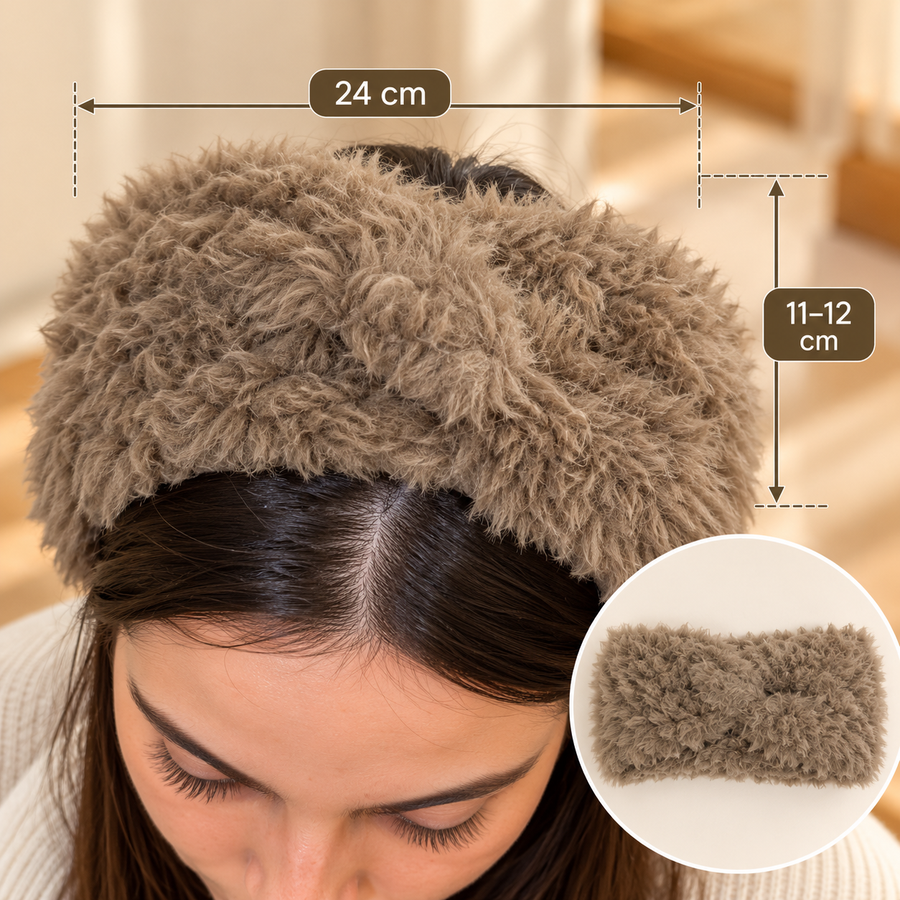 Faux Fur Winter Headband with Twist Design