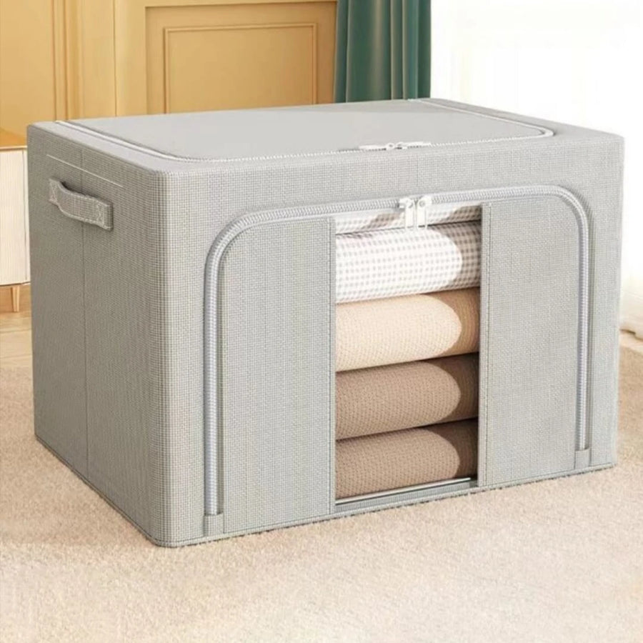 Foldable Oxford Cloth Storage Box Organizer Steel Frame Closet Blanket Clothes Storage Bag 66L Small Size