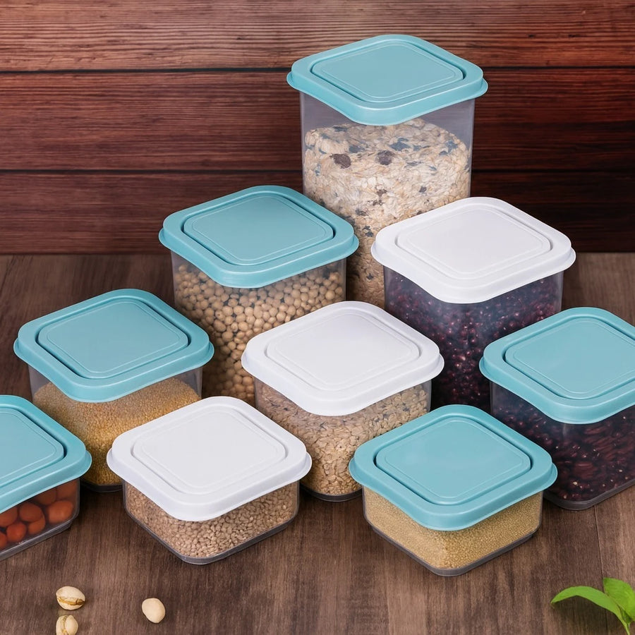 9 pcs Food Storage Container Set Airtight Kitchen Storage Boxes for Pantry Fridge Meal Prep and Organization