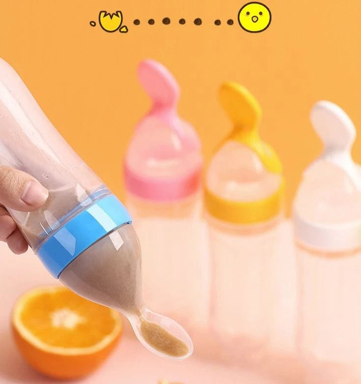 Silicone Feeding Bottle with Spoon - Image 4