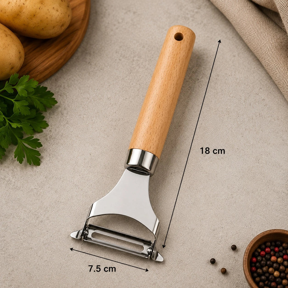 Adawat Vegetable Peeler Stainless Steel Wooden Handle Kitchen Peeler Potato Carrot Fruit Peeler