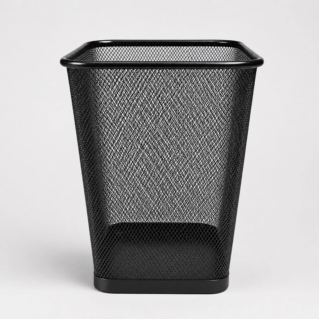 Black Metal Mesh Waste Basket Office Trash Bin Desktop Garbage Basket Home Office Organizer