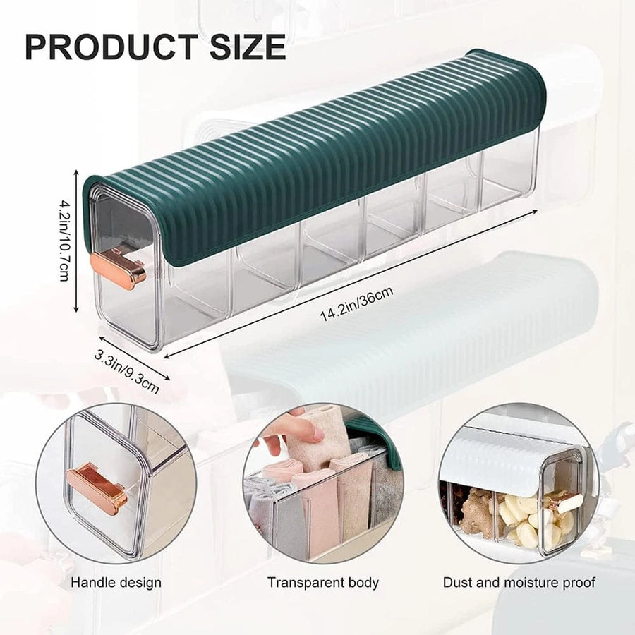Wall Mounted Wrap Organizer & Plastic Bag Dispenser Storage Box with Sliding Lid