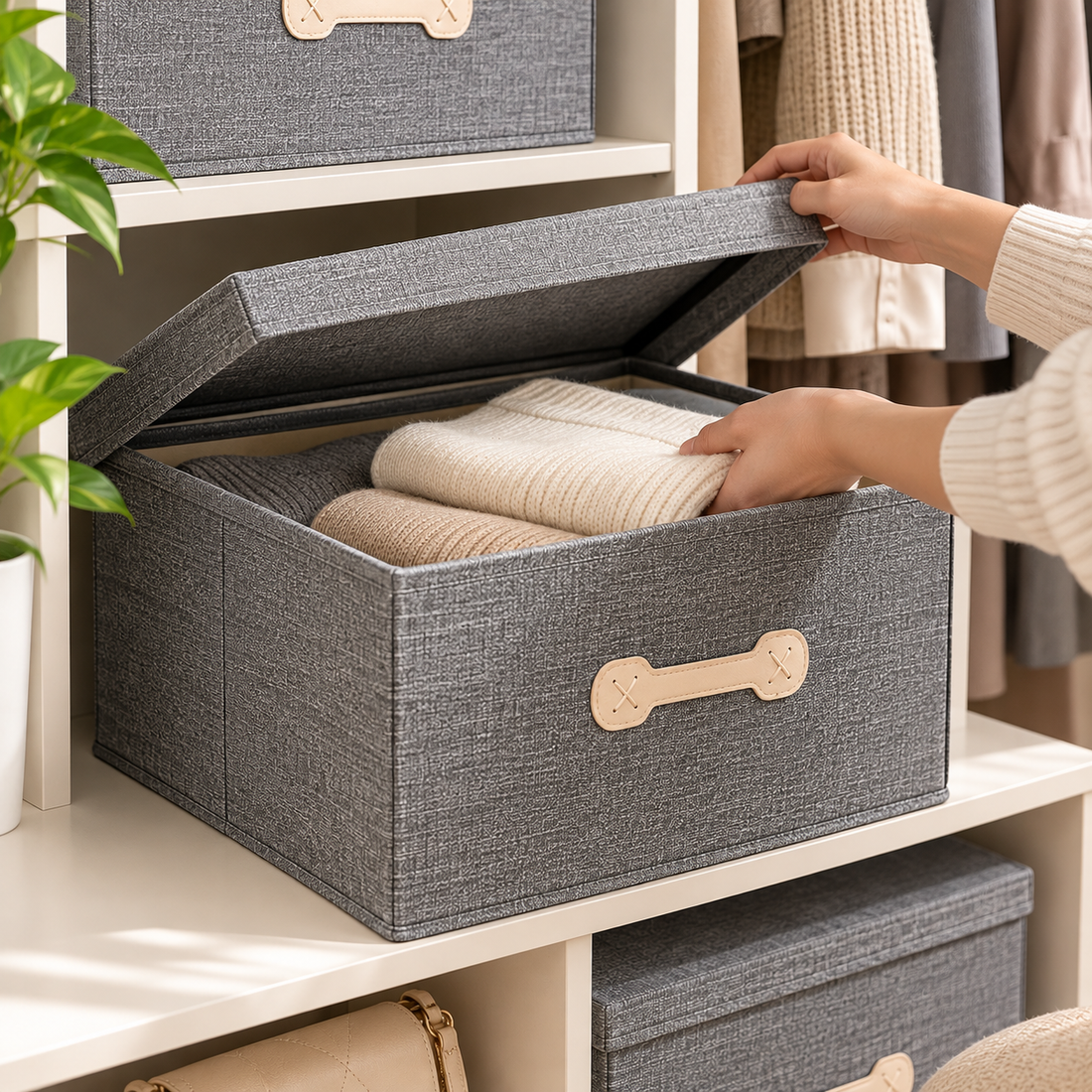 Foldable Fabric Storage Box with Lid