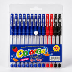 Gel Pens Set of 12 0.5mm Fine Tip Smooth Writing Pens 8 Blue 2 Red 2 Black for School Office Study Notes and Everyday Writing