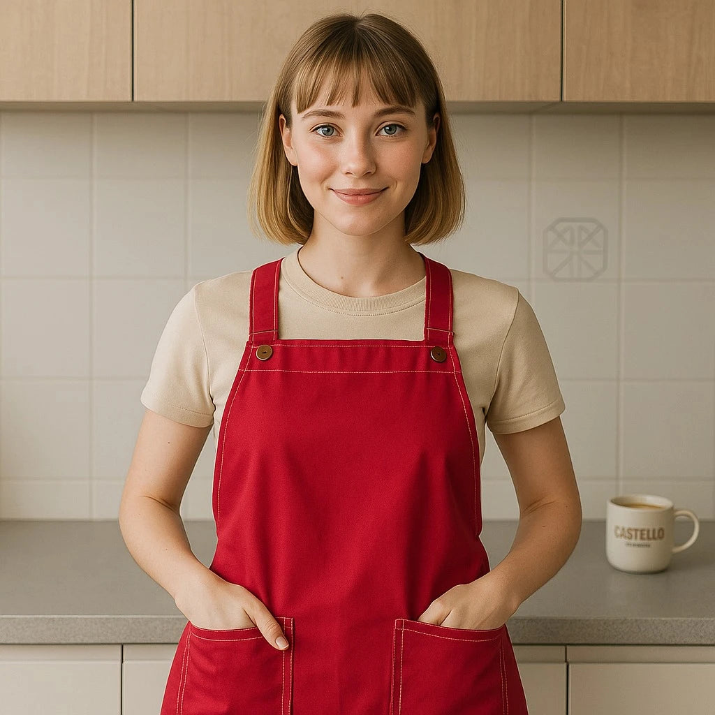 Contrast Stitch Nylon Apron