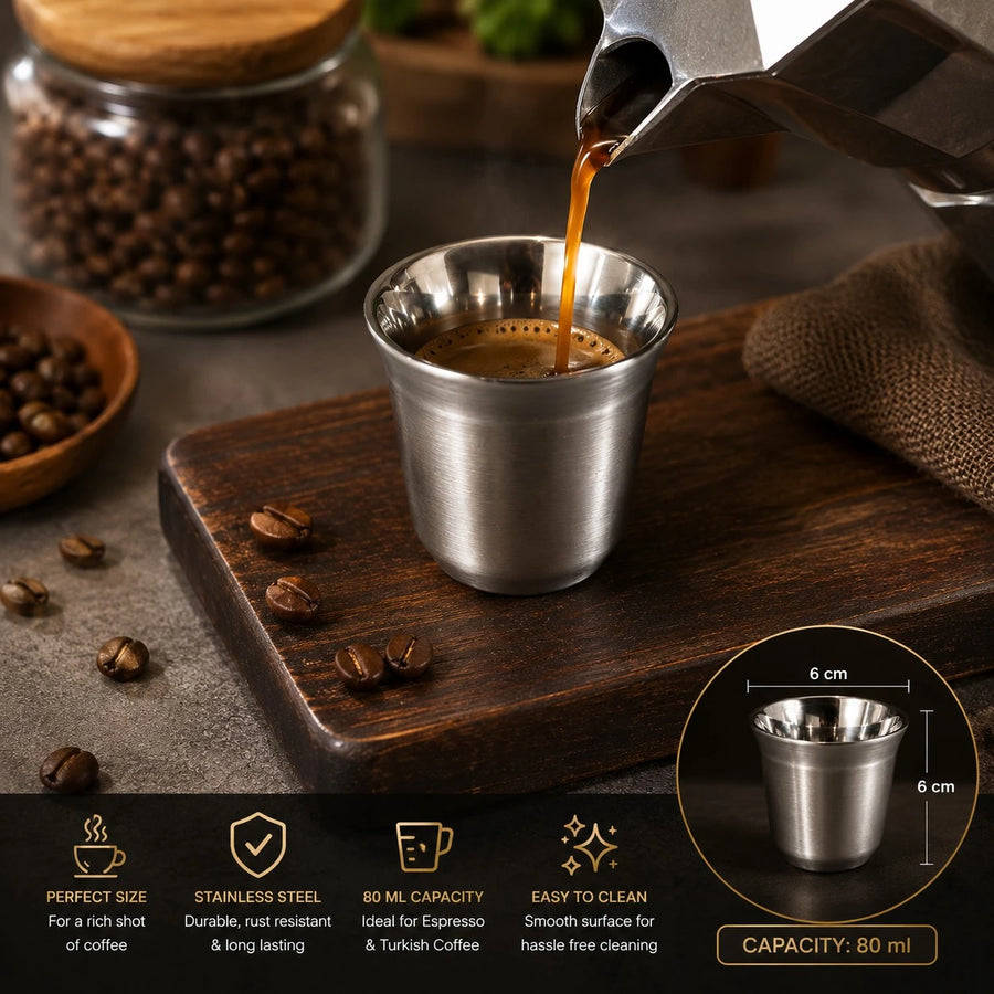 Stainless Steel Small Coffee Cup Espresso Cup Turkish Coffee Cup 80 ml 6 cm