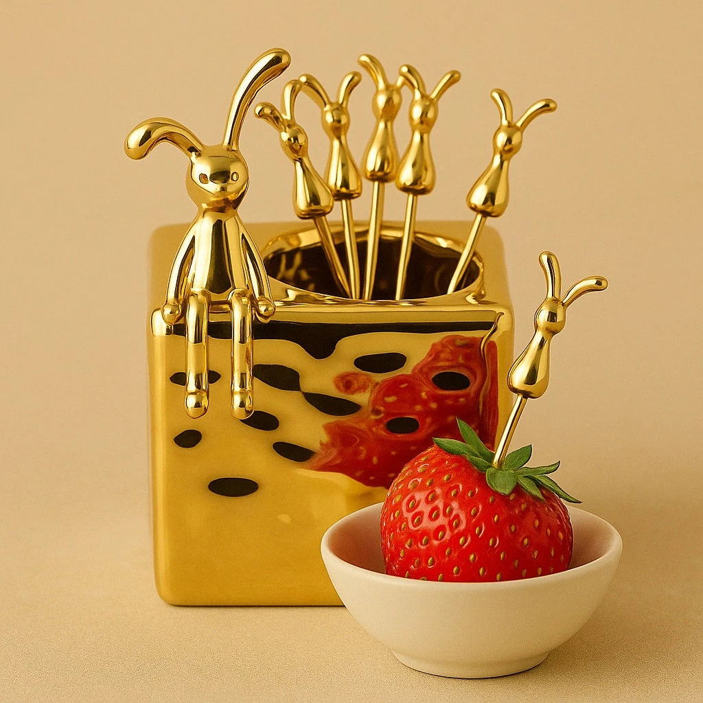 Golden Bunny Fork Set - Image 2