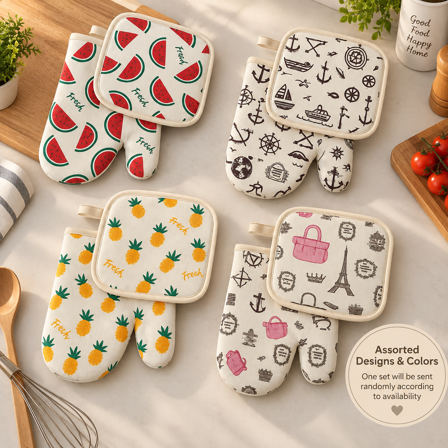 Set of 2 Oven Mitt & Pot Holder