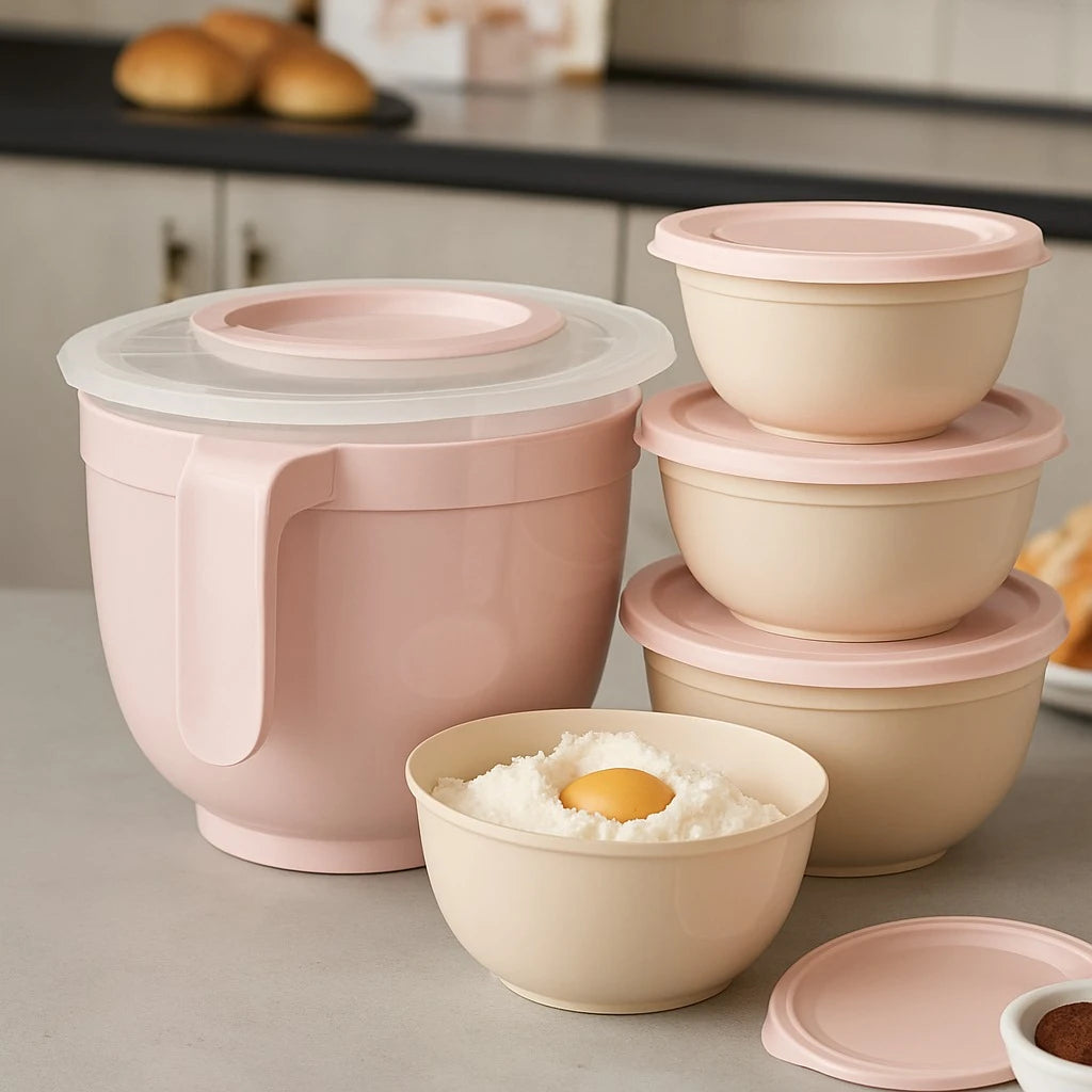 5 Piece Mixing Bowl Set, Pink & Blue - Image 1