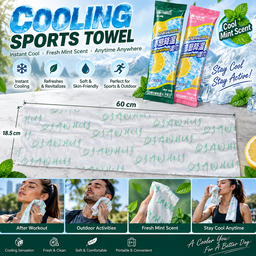 Cooling Refreshing Sports Wet Wipes Pack of 10