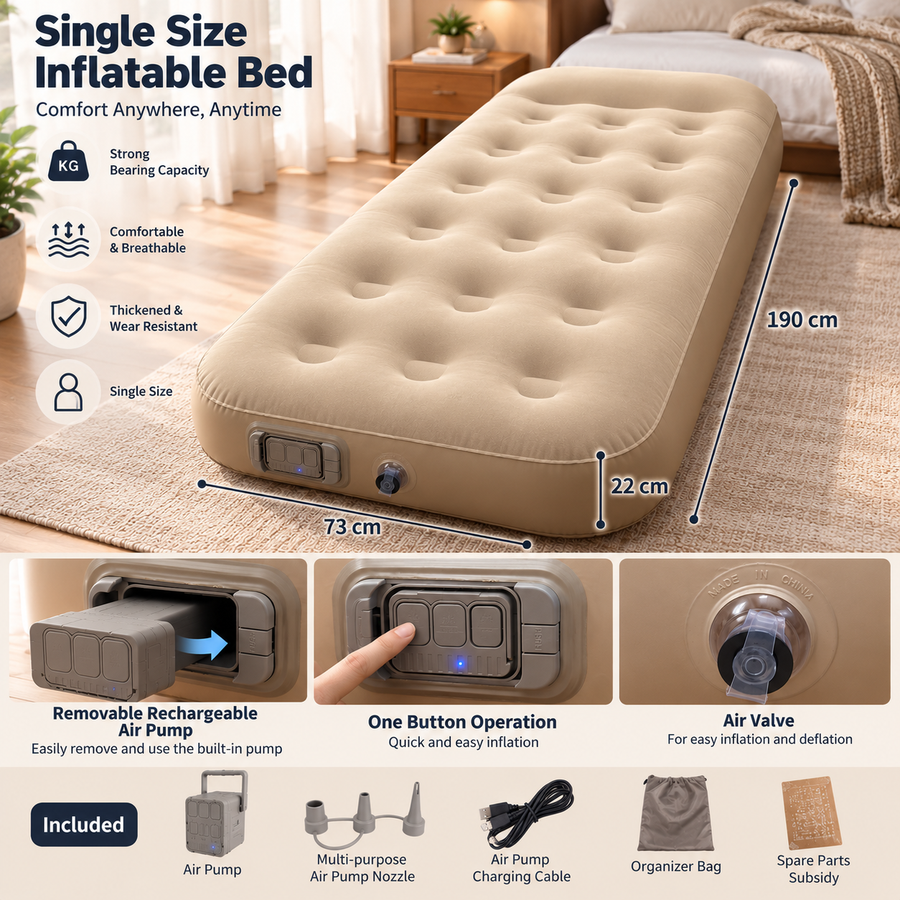 Inflatable Air Bed with Rechargeable Pump