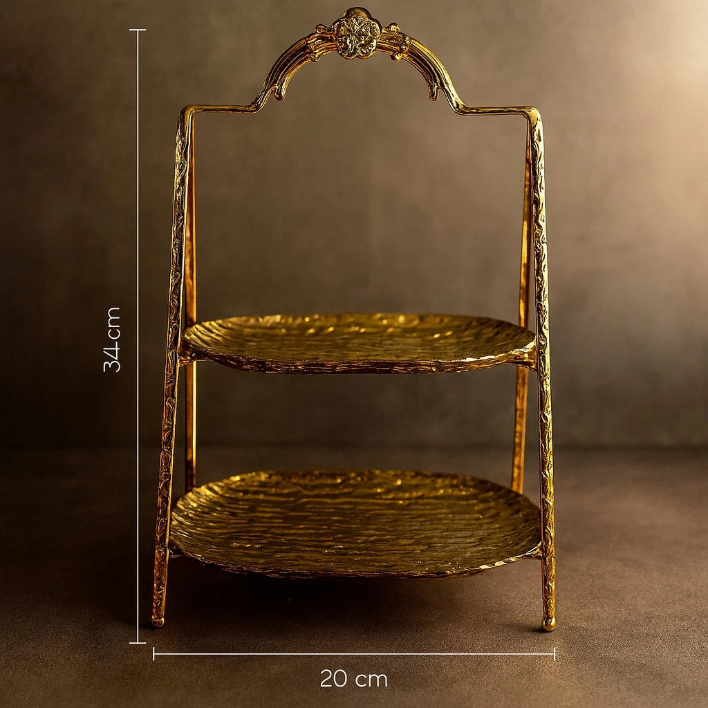 Luxury 2-Tier Gold-Plated Serving Stand