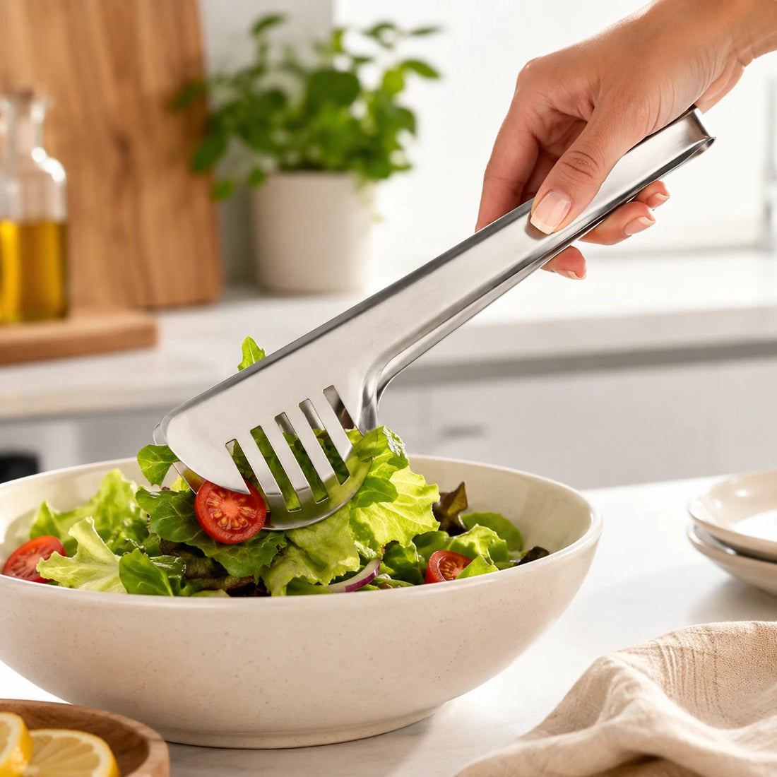 Stainless Steel Salad Pasta Serving Tongs Kitchen Food Serving Tong Buffet BBQ Bread Pastry Server