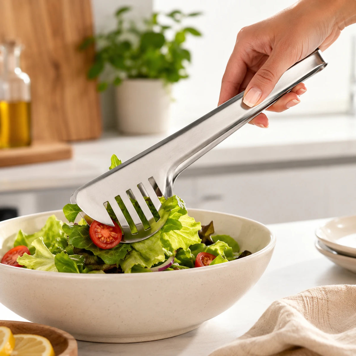 Stainless Steel Salad Pasta Serving Tongs Kitchen Food Serving Tong Buffet BBQ Bread Pastry Server