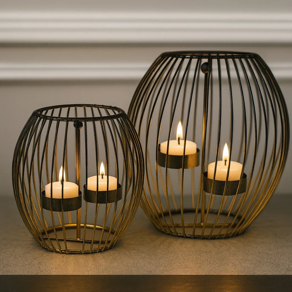 Round Wire Candle Holder Set – 20 cm & 15 cm