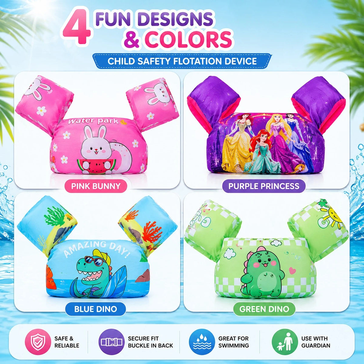 Kids Swim Vest With Arm Floaties Swimming Trainer Floatation Jacket Water Safety Vest Pool Float For Children - Image 2