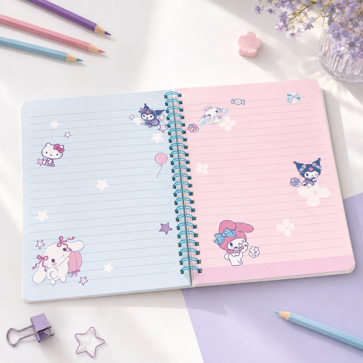 Cute Spiral School Notebook with 3D Shaker Cartoon Cover & Lined Pages