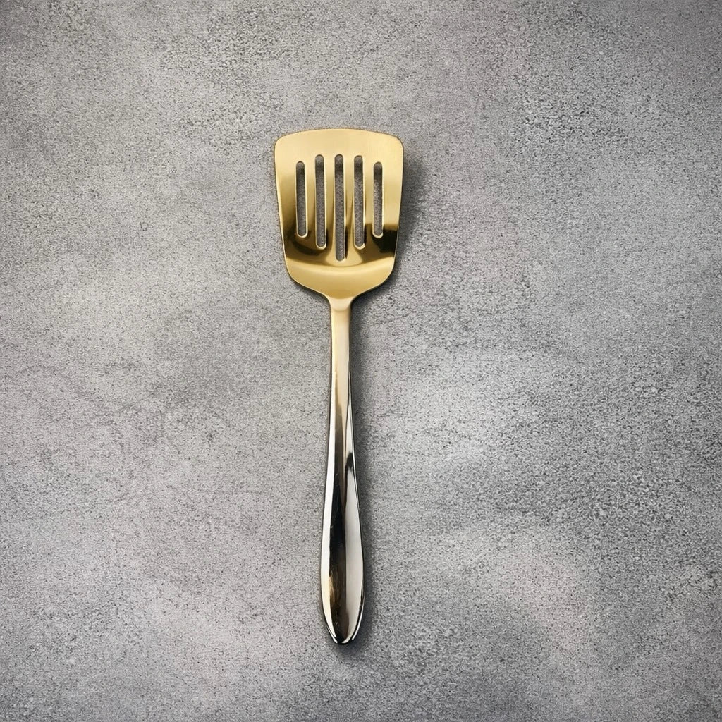 Gold Stainless Steel Kitchen Utensil Set Cooking Utensils Set Metal Cooking Tools Kitchen Serving Utensils Set of 6 Gold