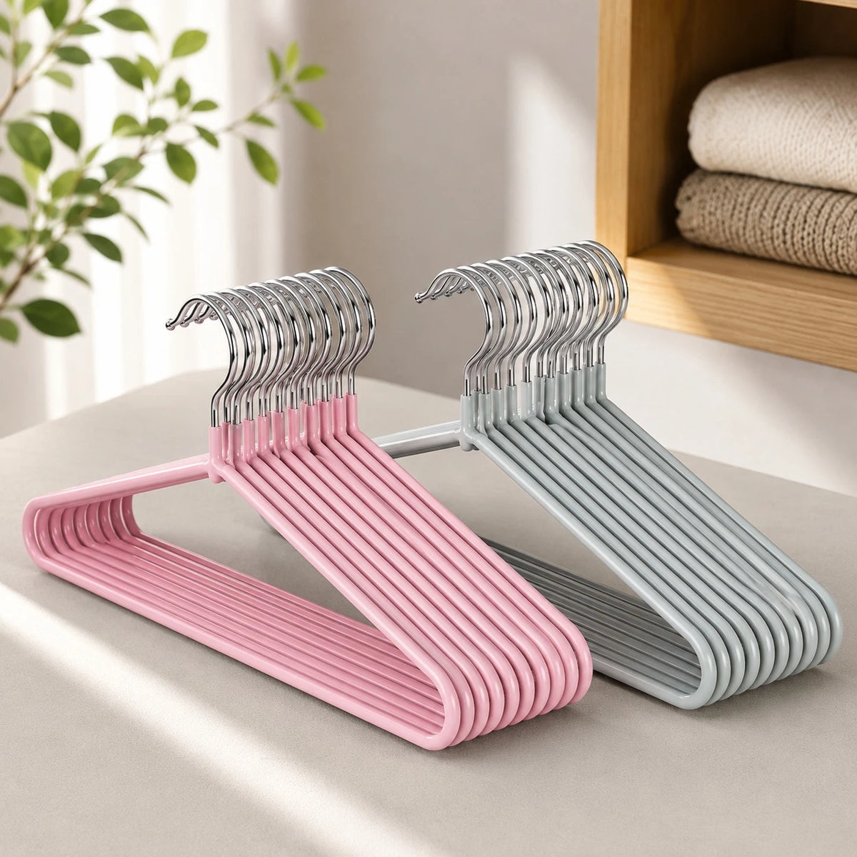 8 PCS Iron Clothes Hangers with Plastic Cover Heavy Duty Metal Wardrobe Hangers Non Slip Rust Resistant