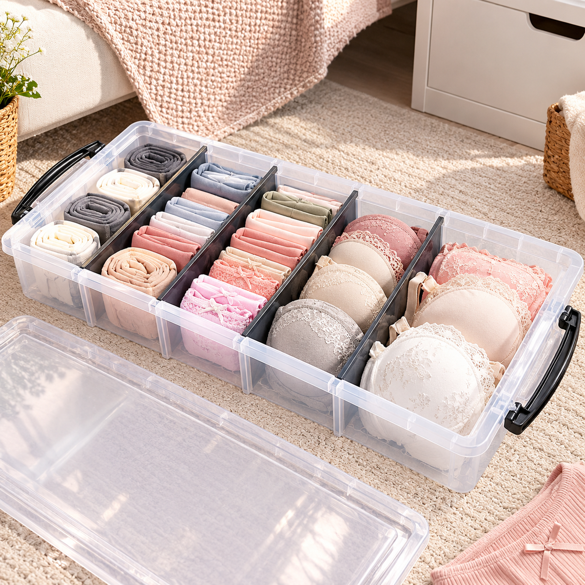 10L 6 Compartment Storage Box with Removable Dividers