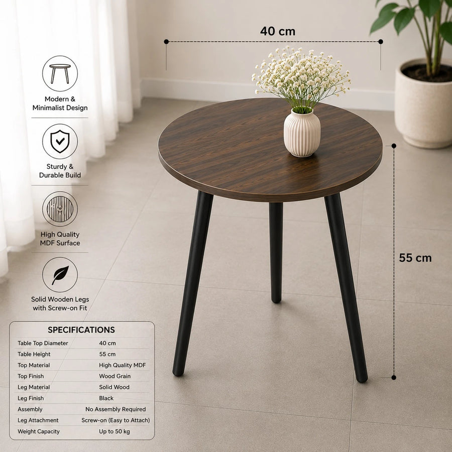 Round Marble Pattern Side Table 40 cm Modern Coffee Table | Living Room Bedroom Accent Table