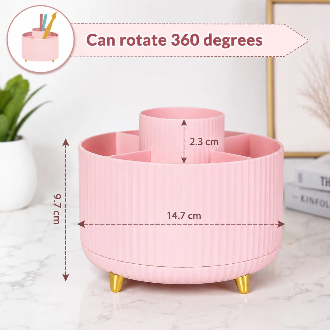 360 Degree Rotating Makeup Organizer Cosmetic Brush Holder Desktop Storage Organizer