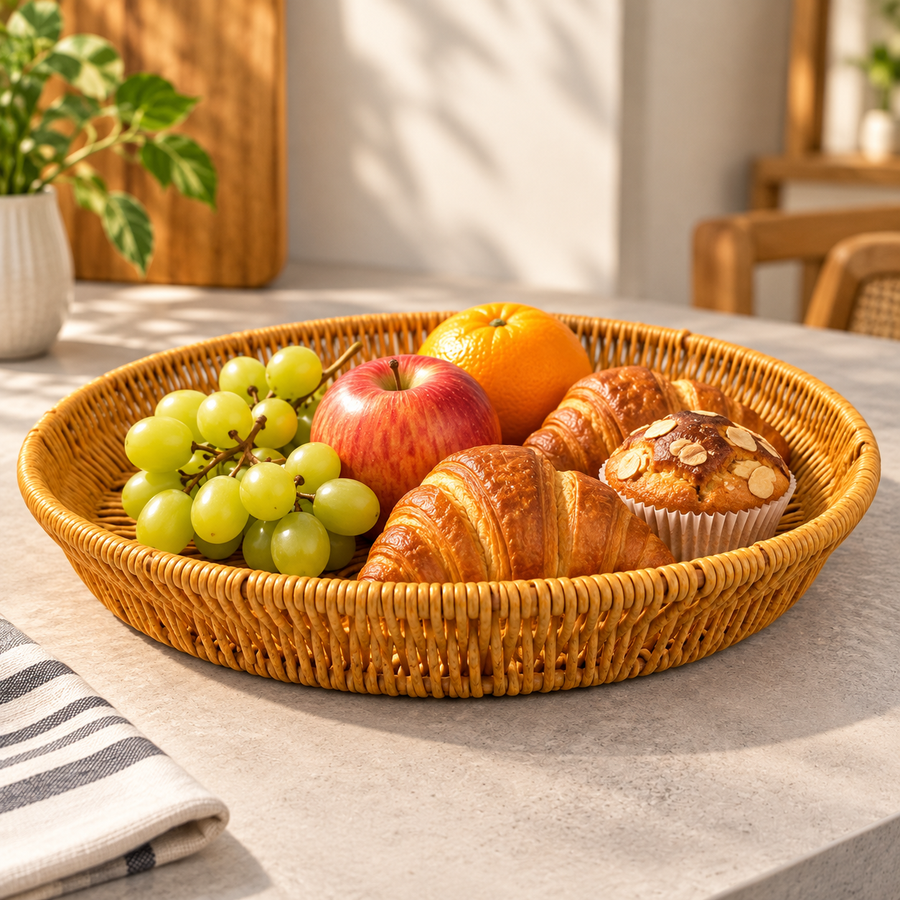 Round Woven Rattan Serving Tray Available in 7 Sizes
