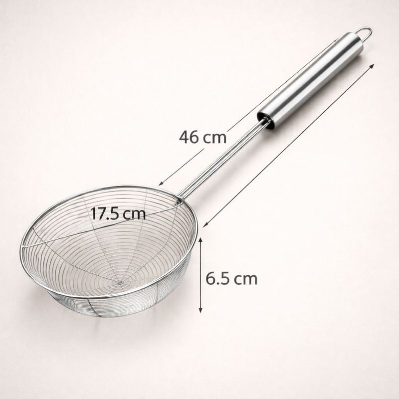Stainless Steel Wire Skimmer Spoon for Frying, Fries & Oil Straining – Kitchen Spider Strainer, Large, 46 cm, 17.5 cm, 6.5 cm