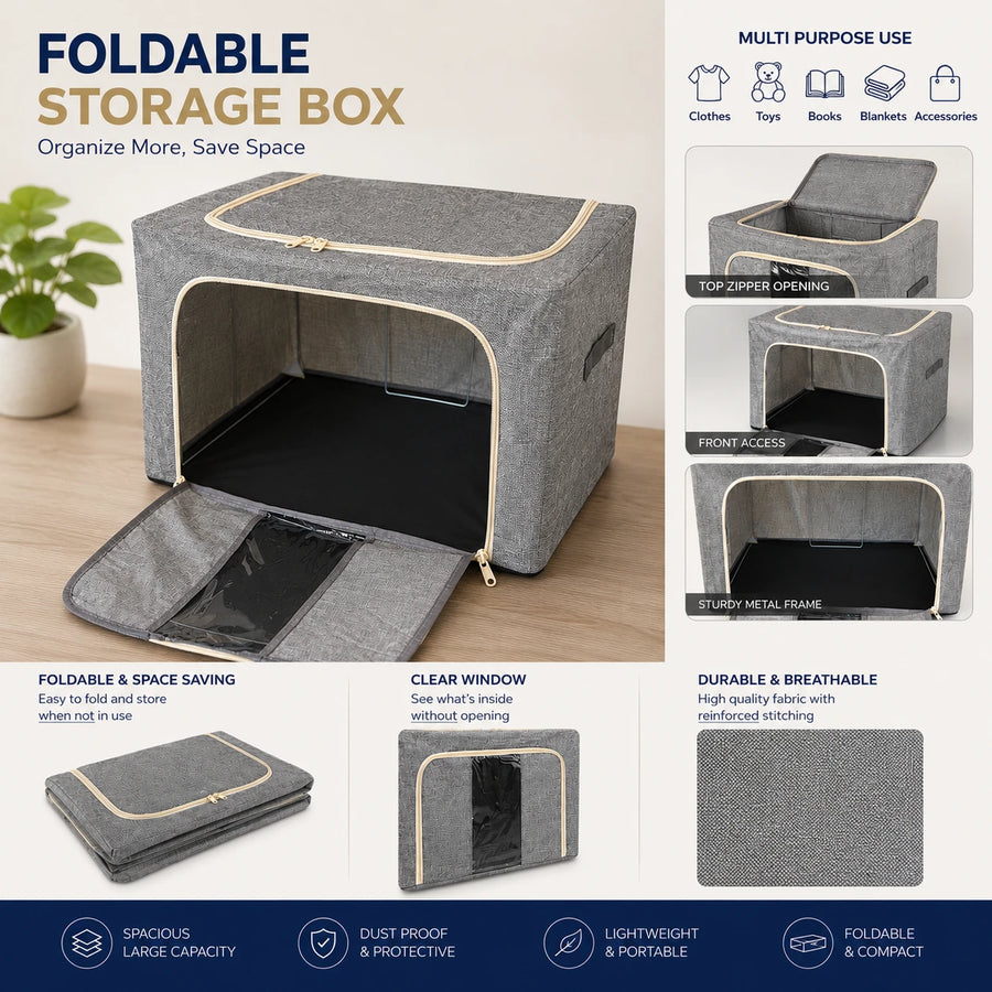 Storage Box Foldable Fabric Organizer Clothes Blanket Bedding Storage Container