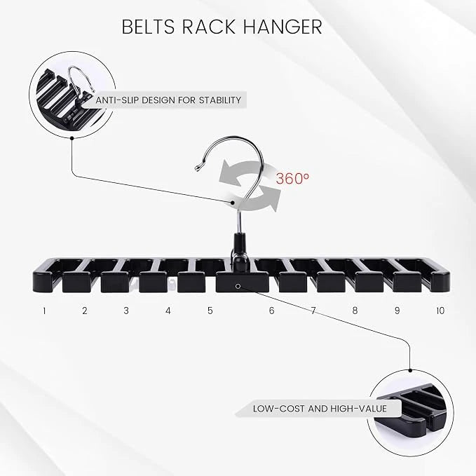 360° Rotating Belt & Tie Hanger Organizer with 10 Slots
