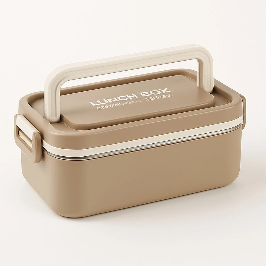 Durable Brown Lunch Box,1000ml Leak Proof Bento Design