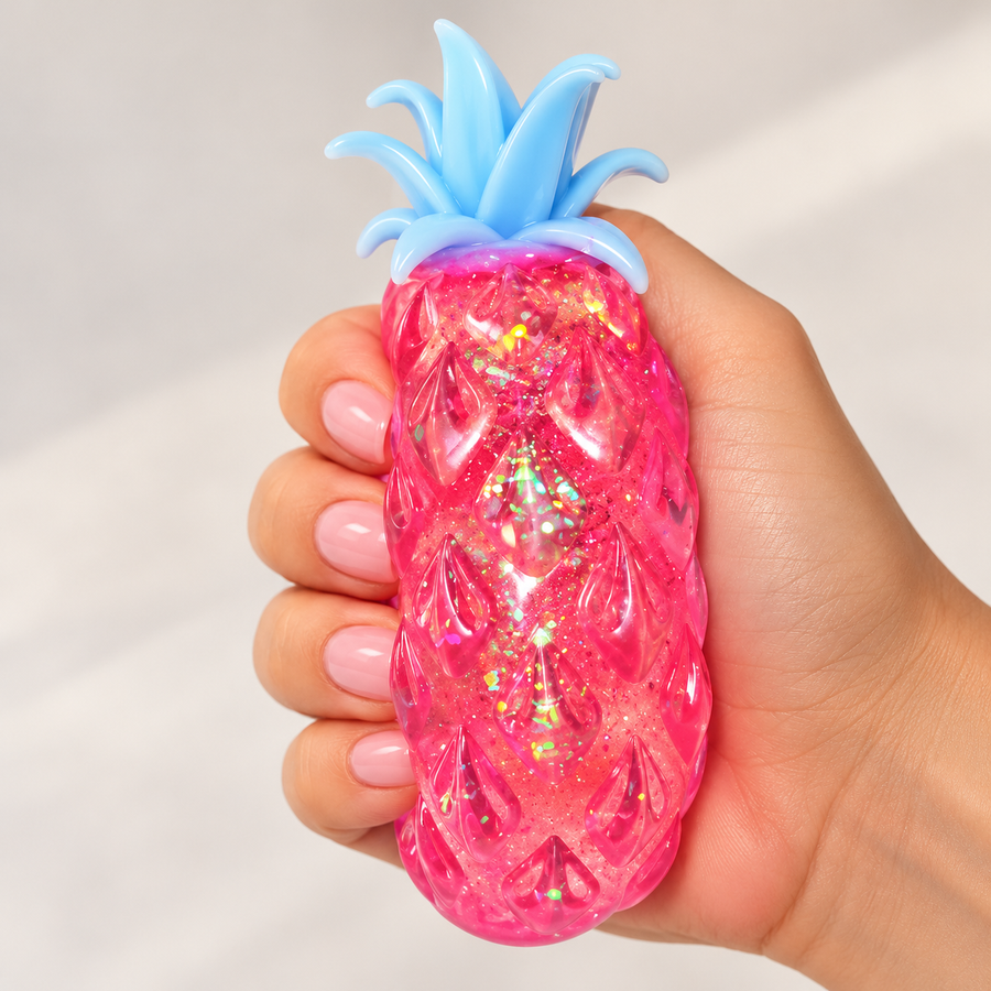 Pink Glitter Pineapple Hard Squishy Toy